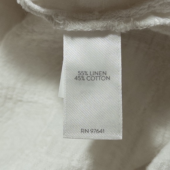 Pure J. Jill Tunic Top Shirt Womens XL TALL White Button Up Linen Blend Coastal - Picture 8 of 8